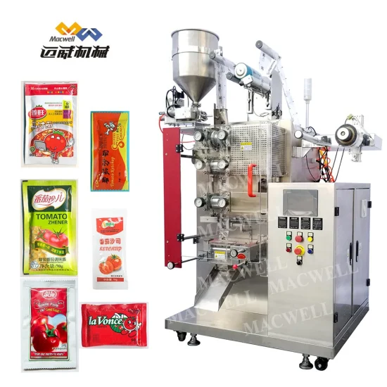 Machine à emballer d'emballage alimentaire de remplissage de sachet de sachet automatique Macwell avec sauce/pâte de tomate/huile/assaisonnement de nouilles/ketchup/café/beurre d'arachide